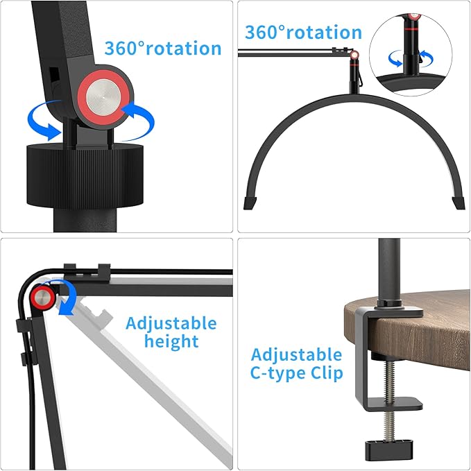 Yofuly Lash Light for Eyelash Extensions, Portable Half Moon Desk Lamp, Esthetician Light for Tattoo Artists, Nail Tech, Eyelash Lamp with Phone Holder | 3000-6000K | 10 Brightness Adjustable