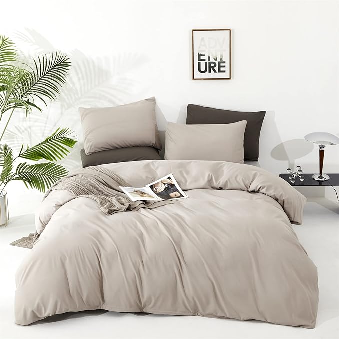 Beige Khaki Comforter Set Queen Size Cream Khaki Comforter 3 Pieces Champagne Color Queen Comforter Taupe Bedding Set Women Light Khaki Queen Bed Comforter Set All Season Gift