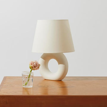 Brightech Chloe LED Table Lamp - Unique Modern Ceramic Lamp for Bedroom, Bedside, Desk - Cozy Night Light with Soft White Light for Living Room, Home Office
