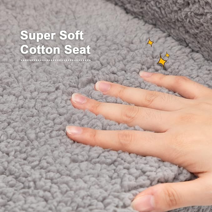 ALIMORDEN Kids Ultra-Soft Snuggle Foam Filled Chair, Toddler Cuddly Sherpa Reading Couch for Boys and Girls, Grey