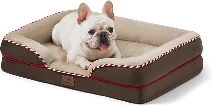 Bedsure Orthopedic Dog Bed for Medium Dogs - Waterproof Dog Sofa Beds Medium, Supportive Foam Pet Couch Bed with Removable Washable Cover, Waterproof Lining and Nonskid Bottom, Brown