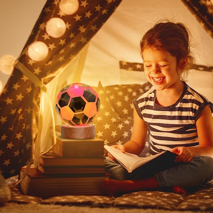 Large 3D Soccer Ball Night Light, Soccer Lamp 16 Color Changing with Remote Control for Bedroom Decor, Cool Desk Decor Gift for Teens Boys, Football