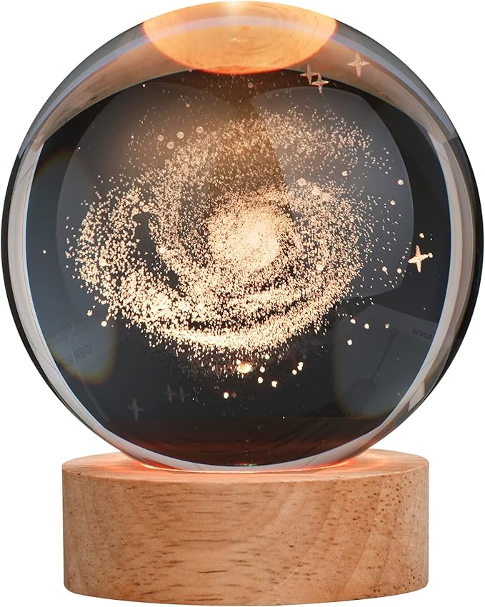 Large 3D Galaxy Crystal Ball Night Light, Crystal Lamp 16 Color Changing with Remote Control for Bedroom Decor, Birthday Gift for Teens Boys and Girls, Galaxy Model