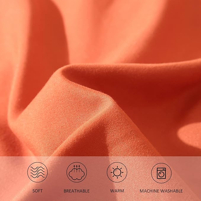 Terracotta Comforter Twin Size, Aesthetic Modern Burnt Orange Bedding Set for Girls/Women, Cute Soft & Lightweight Chic Microfiber Bed Sets, 2pc- 1 Comforter & 1 Pillowcase (66x90 Inches)