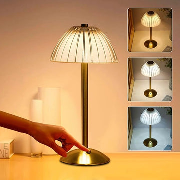 LED Cordless Table Lamp Mushroom Desk Lamp, USB Rechargeable LED Table Lamp with Touch Control Dimmable 3 Light Colors Bedside Lamp Reading Lamp for Bars Restaurants Coffee Shop