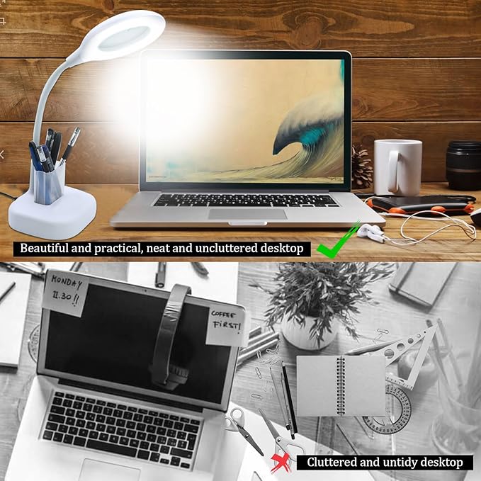 5X Magnifying Glass Lamp, 2-in-1 Magnifier Light, 36 Beads Desk Lighted and 10X Magnifiers Lamps Flexible Gooseneck Stand LED Desk Magnifiers Glass with Light Hands Free for Craft Reading