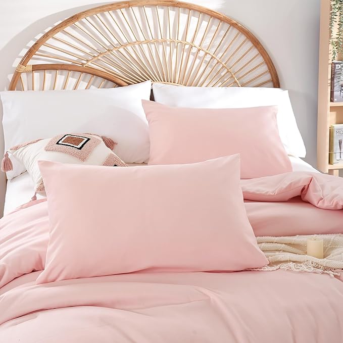 Blush Pink Comforter California King Comforter Set - 3PCS Pink Oversized Boho Beddsing Set Soft Fluffy Microfiber Comforter for All Season (1 Comforter, 2 Pillowcases)
