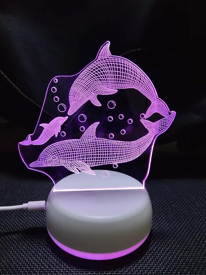 Dolphins LED Table Lamp USB Parent-Child Gifts Boy's Birthday - 7 Colors Changing Bedroom Decorative Night Light Parent's Gifts, Gifts for Families Friends