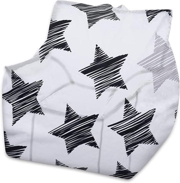 Posh Creations Structured Comfy Bean Bag Chair for Gaming, Reading, and Watching TV, Newport Chair, Canvas - Sketchy Stars