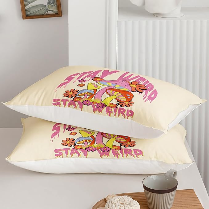 Axolotl Cartoon Mushroom Comforter Set Twin,Colorful Mushrooms Bedding Girls Bedding Set,Floral Comforter Set Red Pink Flower,Cute Mushroom Bedding Set for Kids Boys Girls Teens,1 Quilt 2 Pillowcases