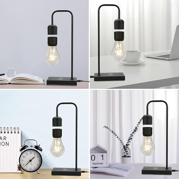 Unique Magnetic Levitating Lamp with LED Light Bulb Floating in The Air Wireless Charger Auto Control