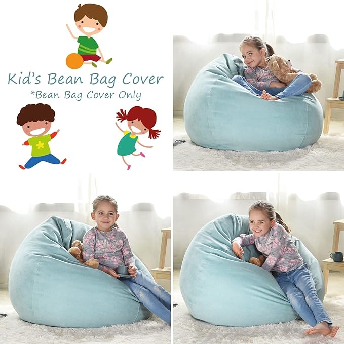 YuppieLife Stuffed Animals Bean Bag Chair Cover Candy-Colored Bean Bag（Just Cover, No Filling）/Extra Large Stuff 'n Sit Organization/Toy Storage Bag/Kids Toys Organizer（27'',Mint Green）