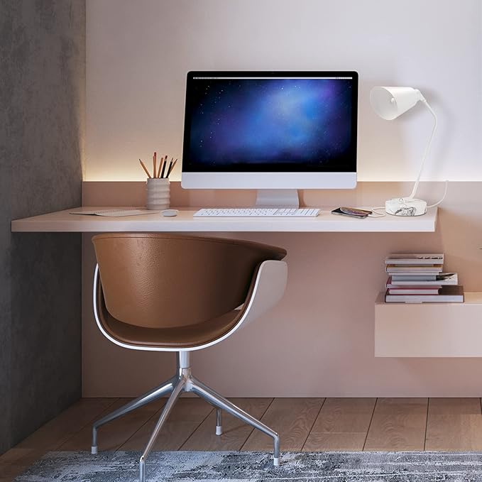 Globe Electric 52295 Belmont 17" Desk Lamp, Matte White, White Faux Marble Base, 2.1A USB Port, On Off Rocker Switch at Base