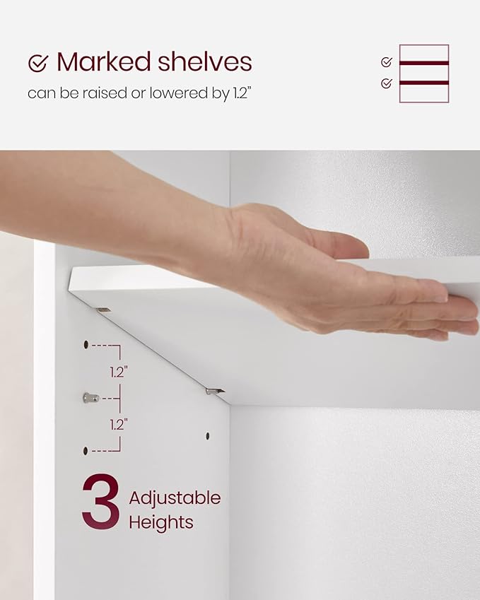 VASAGLE Bookshelf, 23.6 Inches Wide, 3-Tier Open Bookcase with Adjustable Storage Shelves, Floor Standing Unit, Cloud White ULBC163T14