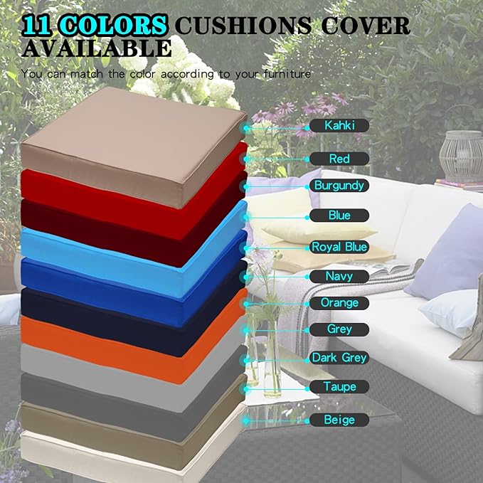 ClawsCover 14Pack Outdoor Patio Seat and Back Cushions Replacement Covers Fit for 7Pieces 6-Seater Wicker Rattan Sectional Couch Chair Furniture Set,Light Khaki-Include Cover Only (Large)
