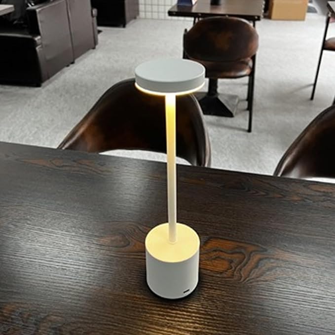 2 Pack Cordless Table Lamp Rechargeable 5000mAh Battery Operated Portable LED Desk Lamp 3 Color Temperature Stepless Dimming for Bedroom Restaurant Coffee Shop Party (White)