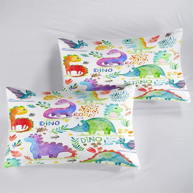 CVHOUSE Dinosaur Bedding Set,Dinosaur Comforter,Dinosaur Comforter Set Full,Microfiber Quilt Set with 1 Comforter and 2 Pillow Cases- 3 Piece