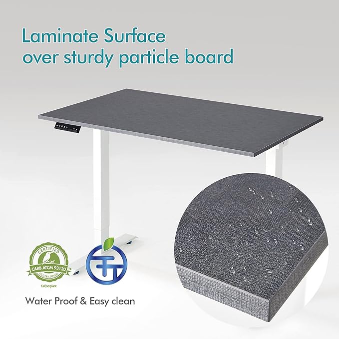 Kaboon Universal Tabletop 55"x27.5", Solid One-Piece Melamine Table Top, Double Desk L-Desk DIY, Home and Office Countertop, Greylish Blue