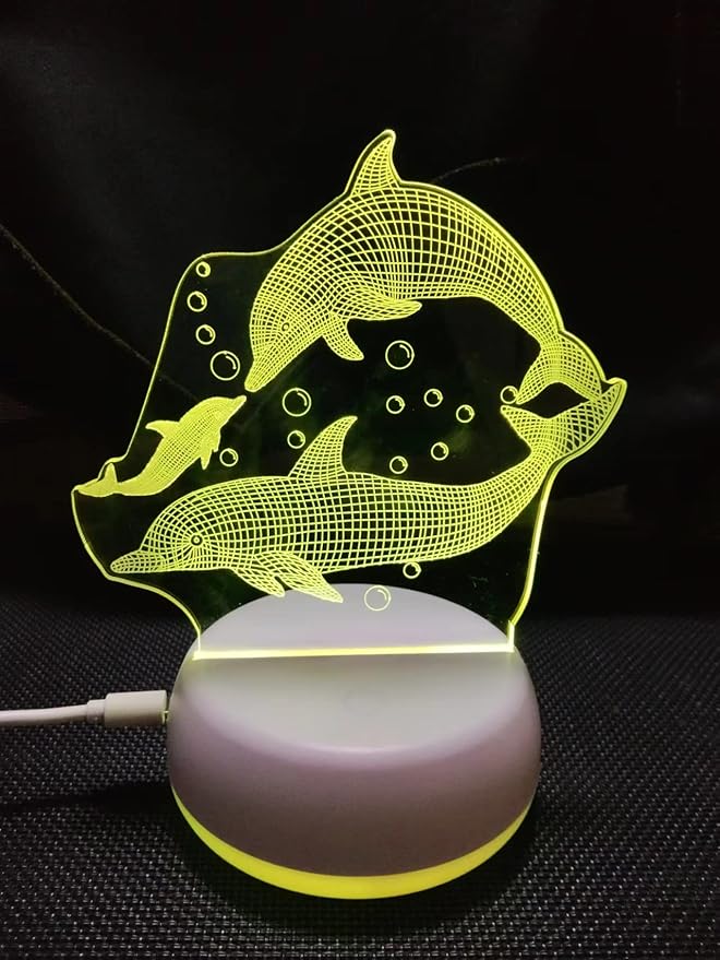 Dolphins LED Table Lamp USB Parent-Child Gifts Boy's Birthday - 7 Colors Changing Bedroom Decorative Night Light Parent's Gifts, Gifts for Families Friends