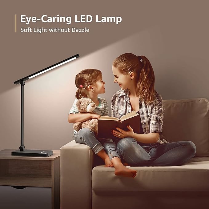 Foldable Desk Light Reading Lamp 5-Color Eye Protection Study Lamp Dimmable Eye Caring Reading Desk Light Aluminum Alloy Desk Lamps Auto Timer LED Lamp