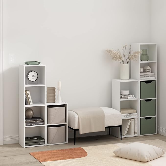 Furinno Luder Bookcase / Book / Storage, 2-Tier Cube, White