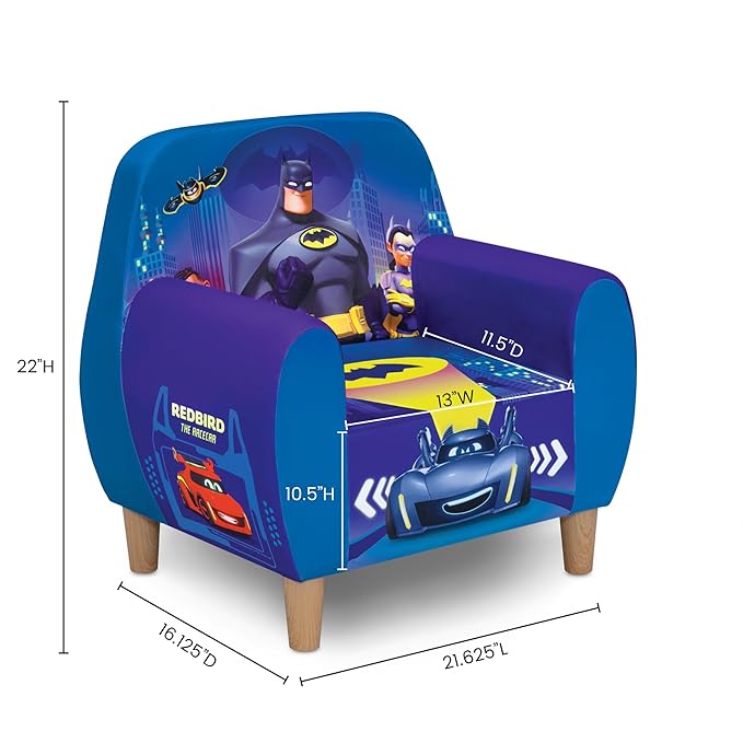 Delta Children Batman Batwheels Foam Chair for Kids, Blue