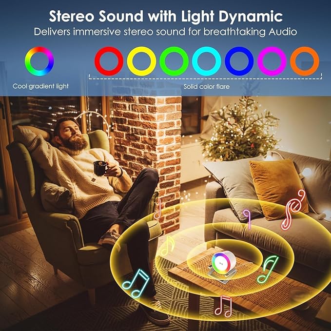 15 W Wireless Charger with Bluetooth Speaker and Night Light Induction Wireless Chargers with 5 RGB Light Modes Touch Dimmable Bedside Lamp Gifts for Women and Men