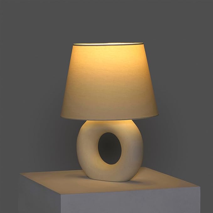 Brightech Chloe LED Table Lamp - Unique Modern Ceramic Lamp for Bedroom, Bedside, Desk - Cozy Night Light with Soft White Light for Living Room, Home Office