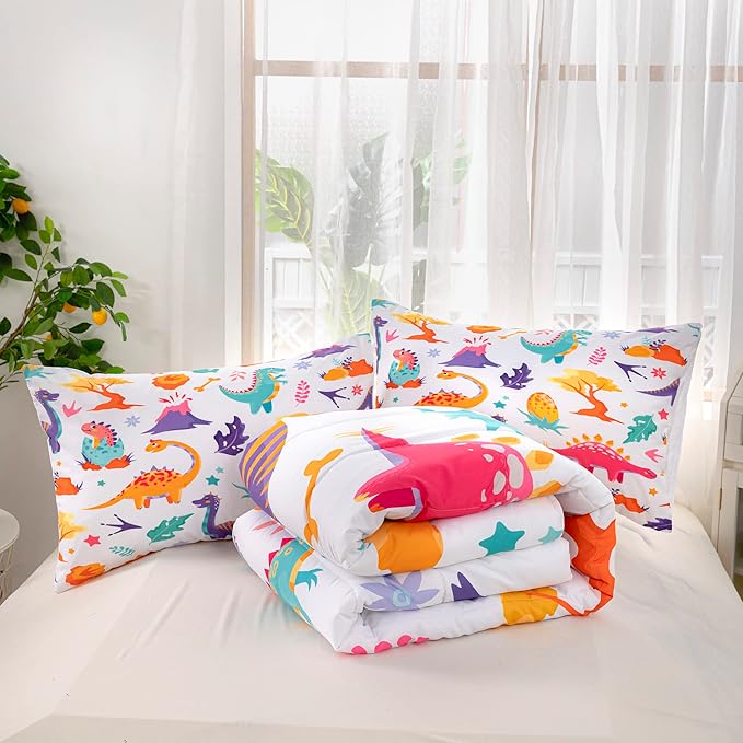 CVHOUSE Dinosaur Bedding Set,Dinosaur Comforter,Dinosaur Comforter Set King,Microfiber Quilt Set with 1 Comforter and 2 Pillow Cases- 3 Piece