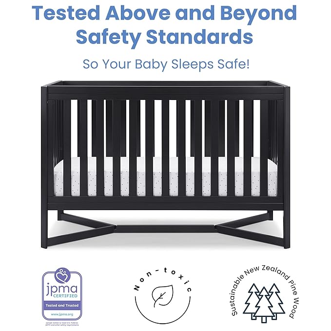 Delta Children Tribeca 4-in-1 Baby Convertible Crib, Midnight Grey
