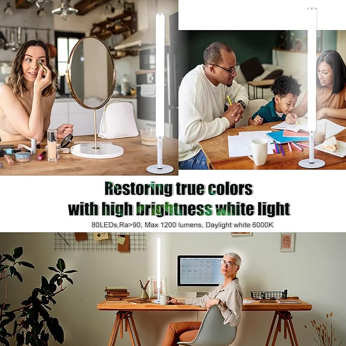 LED Desk Lamp for Home Office, Ultra bright/RA90/6000k/Dimmable/DC12V, Desk Light Reading Table Lamps Fill Light for Selfie, for Desktop Study, Photography, Video Recording Conference Lighting