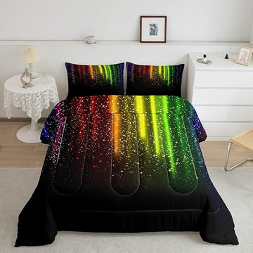 Abstract Ombre Comforter Set Kids Teens Colorful Bedding Set Decor Red Blue Green Yellow Comforter Room Decor 3Pcs King Size Boys
