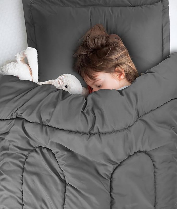 Utopia Bedding All Season Grey Comforter Set with 2 Pillow Cases, 3 Piece Soft Brushed Microfiber Kids Bedding Set for Boys/Girls, Machine Washable (Twin, Pack of 6)