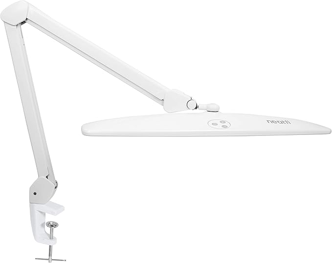 Neatfi Elite HD XL Task Lamp, Super Bright Desk Lamp, Non-polar Dimming (Non-CCT with Clamp, White, 22 Inches)