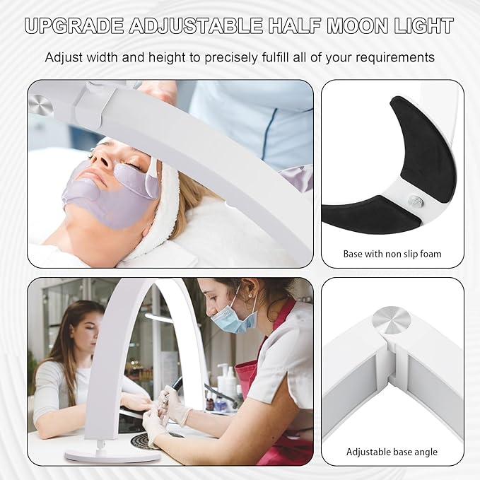 BQAN Half Moon Light for Nail Desk, 29'' 40W Nail Tech Desk Lamp with Phone Holder & Wire Controller & Remote, Stepless Adjustment Desk Lamp for Nails, Tattoo, Eyelash Extensions