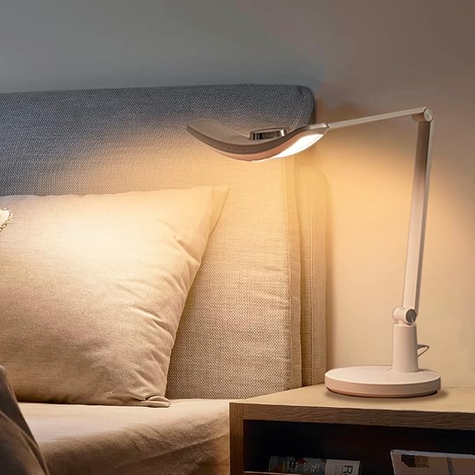 Eye-Care eReading Desk Lamp/Table Lamp/Task Lamp/Swing Arm Lamp: Auto-Dimming, CRI 97, Adjustable Temperatures, 51” Wide Illumination Desk Light for Home Office, Bedroom, Living Room