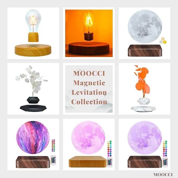 Floating Moon Lamp 16 Colors Magnetic Levitating Moon Light, Great Gift for Family, Kids and Lover for Birthdays, Valentine's Day, Anniversary（Dark Brown Base