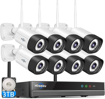 Hiseeu 5MP WiFi Security Camera System,3TB HDD, 16 Channels 8MP NVR Surveillance CCTV System Kit,Outdoor 2 Way Audio, Color Night Vision with Spotlight, 24/7 Time Record