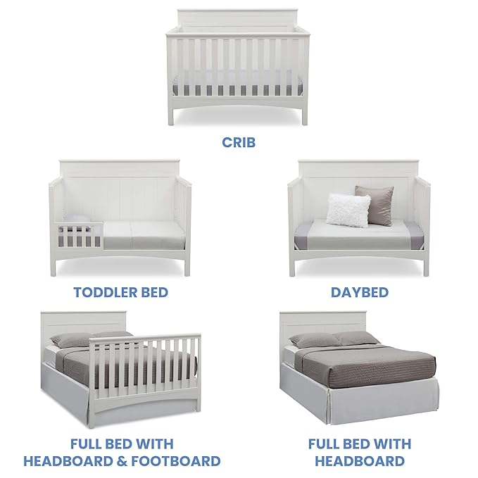 Delta Children Fancy 4-in-1 Convertible Crib and 6 Drawer Dresser Bundle, Bianca White