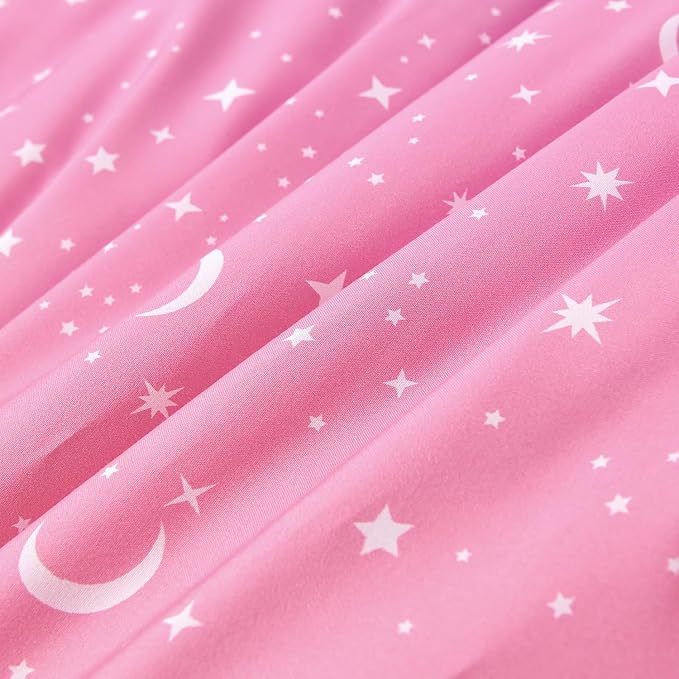 URBONUR 6 Pieces Full Size Comforter Set for Girls Moon Star Printed Bedding Set Gradient Pink Purple Blue, Soft Microfiber All Season Kids Bed Sets (Full Size, 6PCS)