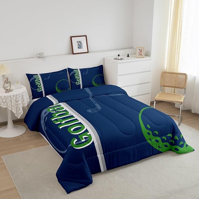 Feelyou Kids Golf Comforter Set Twin Size Ball Sports Bedding Set for Boys Girls Teens Bedroom Decor Golf Ball Lover Comforter Women Men Ball Games Duvet Set with 1 Pillow Case