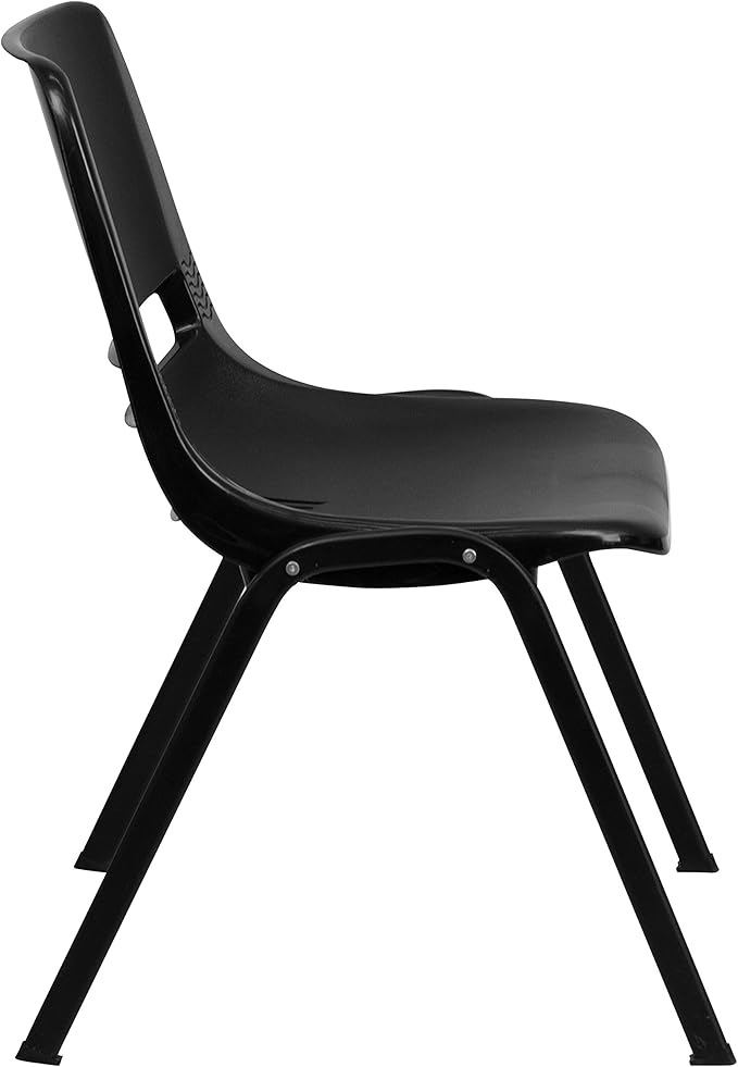 Flash Furniture 5 Pack HERCULES Series 440 lb. Capacity Kid's Black Ergonomic Shell Stack Chair with Black Frame and 12" Seat Height