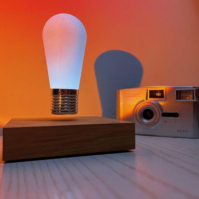 HCNT Floating Light Bulb, Magnetic Levitating LED Desk Lamp Table lamp Night Light, 360 Degree Automatic Rotating Light, Unique Gifts for Christmas Office Decor