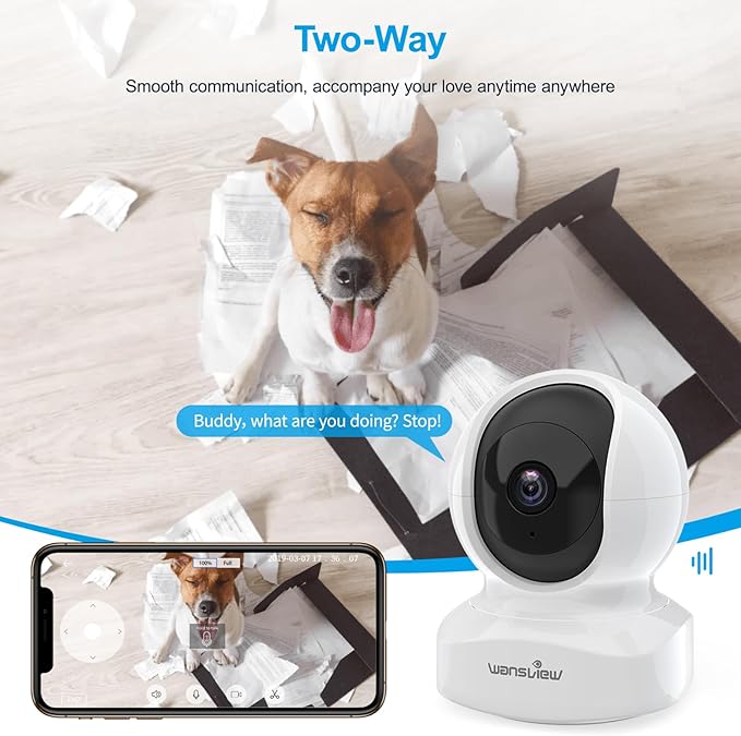 Home Security Camera, Baby Camera, 2K wansview WiFi Camera for Pet/Nanny, Motion Alerts, 2 Way Audio, Night Vision, Compatible with Alexa Echo Show, with TF Card Slot and Cloud
