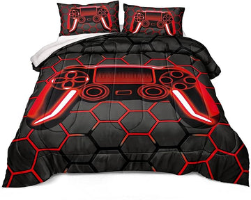Boys Comforter Set,Gaming Bedding for Kids Teen,Game Console Comforter Set for Gamer Room Decor(comforter-Game42,Full)