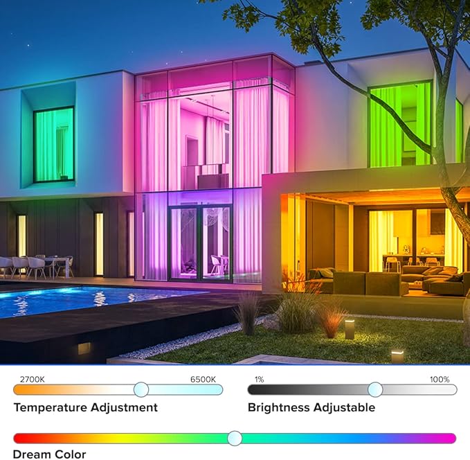 BTF-LIGHTING RGBCCT 5 Colors in 1 LED Tape Lights 5050SMD RGBWW RGB+Dimmable Color Temperature 2700K-6500K 16.4ft 96LED/m 480LED IP67 DC12V Black PCB for Home Decoration(No Adapter or Controller)