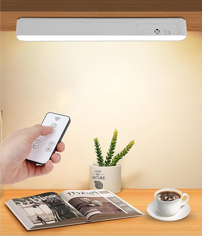 Desk Lamp Rechargeable Dimmable,LED Lights with 3 Color Modes,Touch or Remote Control,Portable,Eye-Caring for Office Home Reading Study，College Dorm Room Essentials-25cm