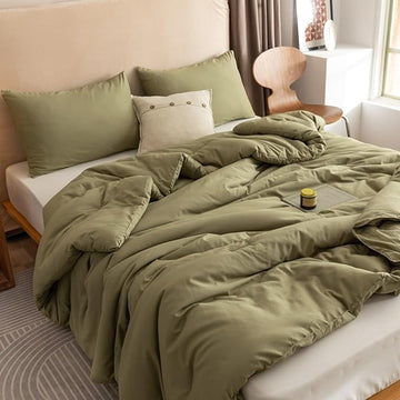 ROSGONIA California King Comforter Set Olive Green, 3pcs (1 Boho Olive Cal King Comforter & 2 Pillowcases), All Season Bedding Blanket Quilts
