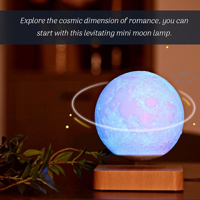 Floating Moon Lamp 16 Colors Magnetic Levitating Moon Light, Great Gift for Family, Kids and Lover for Birthdays, Valentine's Day, Anniversary（Dark Brown Base