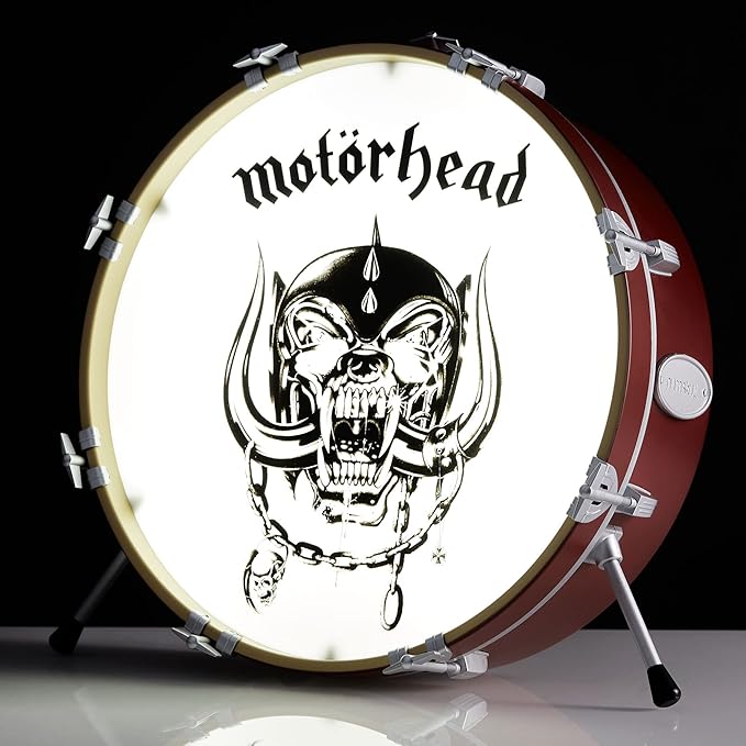 NUMSKULL Motorhead Logo 3D Drum Lamp - Desk Lamp for Bedroom, Office, Home, Study, Work - Official Motorhead Merchandise